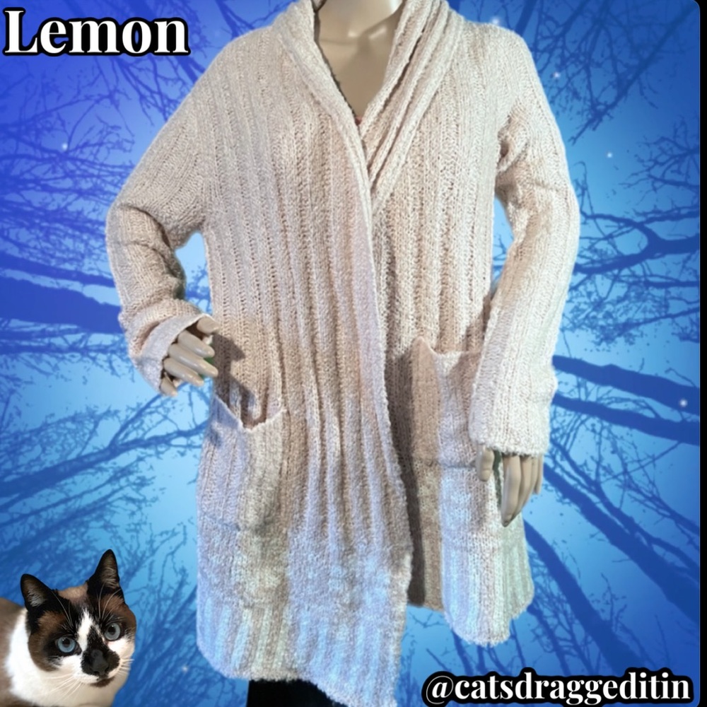 NWT $128 Lemon | Snowflake Motif | Cozy Wrap Cardigan | Super Soft | Blush Pink